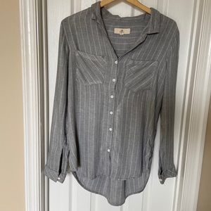 Thread & Supply striped gray button up tunic, M